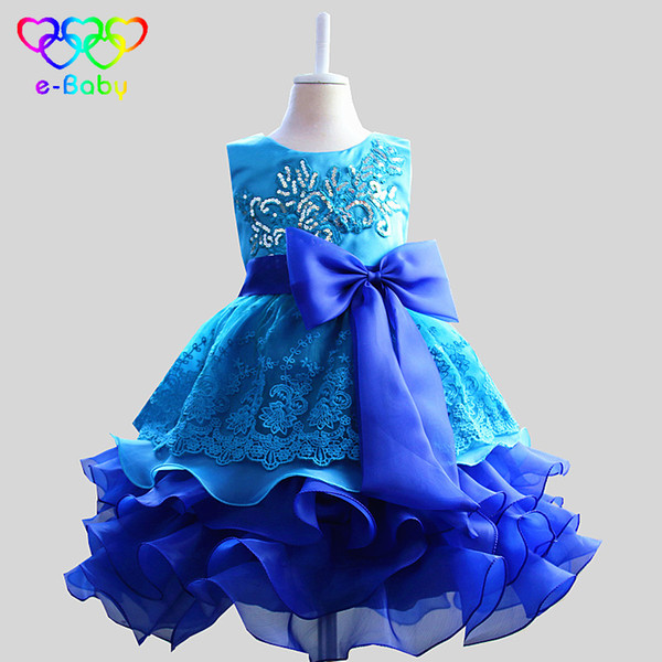 Girls dress ball gown wedding kids dresses summer flower girl dress bow embroidery children clothes party girl clothing EB962