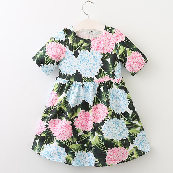 Toddler Girl Dresses 2017 Brand Reine Des Neiges Princess Dress for Girls Clothes 'Ortensia' Print Kids Dress Children Clothing