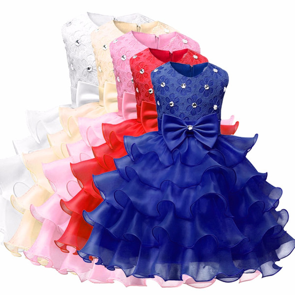 Baby Girl Dress Princess Ball Gown Kids Christening Events Party Wear Flower Chiffon Formal Dresses For Girls Children Baby