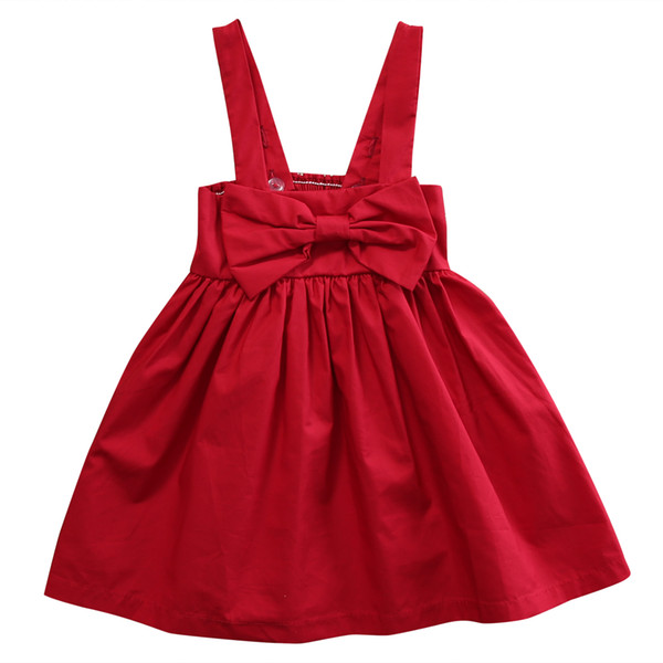 2017 new arrival Summer Baby Girls dress Toddler Sundress Bowknot sleeveless strap Bow Dress Outfits 0-3years