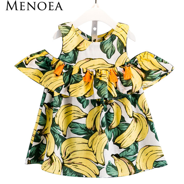 Menoea Girls Dress 2017 New Summer Style Children Clothing Kids Dress Banana Pattern Printing for Baby Girls Dress Girl Clothes