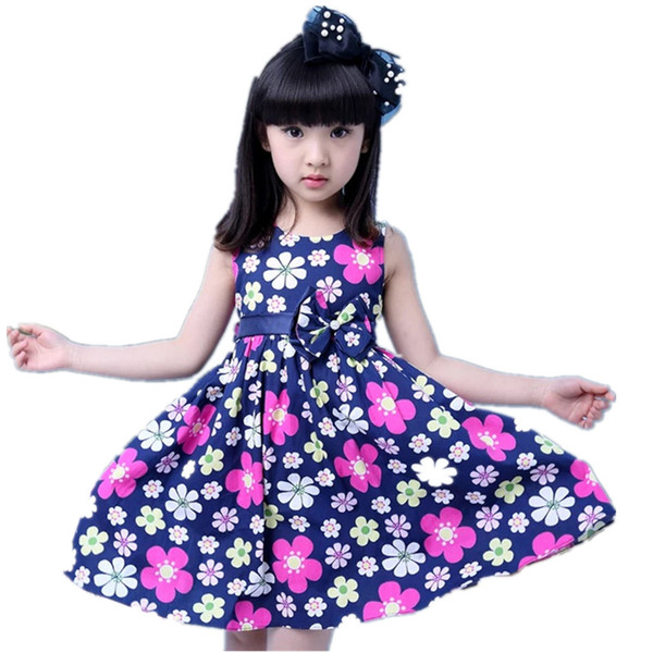 2017 New Arrival Girl Dress Clothing Princess ball gown Floral Bow Sleeveless Lolita Girls Dresses Party Dress Children Costume