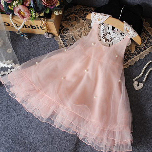 girls dresses 2017 sweet princess dress For 2-7 Years Children Kids Summer Princess Voile Cloth Sweet Lace Dresses For Girls