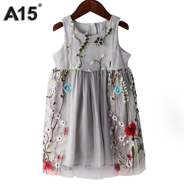 A15 Girls Dress Summer 2017 Princess Dress Wedding Lace Flower Dress Girl White Kids Dresses for Girl Party Size 4 5 7 8 10 Year