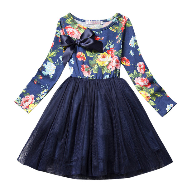 2017 New Fashion Girl Dress Flower Prints Girls Princess Dresses Summer Wedding Party Kids Costume Children Clothing Vestidos