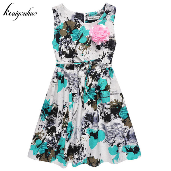 keaiyouhuo 2017 Summer Girls Dress Floral Sundress Princess Dress For Girl Birthday Party Dresses Kids 8 9 10 11 12 Year Clothes