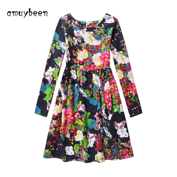 Kids Long Sleeve Princess Girl Dress Children Clothing Print Party Girls Dresses Summer Autumn 2016 Costume Christmas Clothes