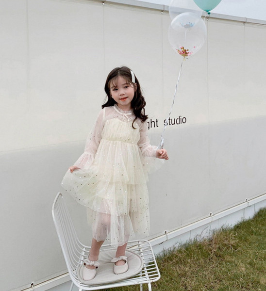 Wholesale Starry sky Girl Dress 2020 Spring New Style Princess Dress Sequins Star Layer Dress for Girl Baby Clothes 2-7Y LX004