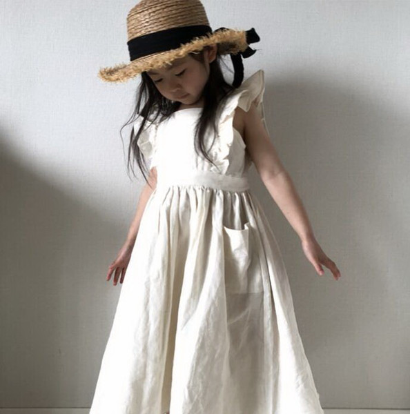 Retail Summer Baby Girls Holiday Dresses Children Clothing Kids Flare Sleeve Ruffle Long Dresses Beautiful Girls E19096