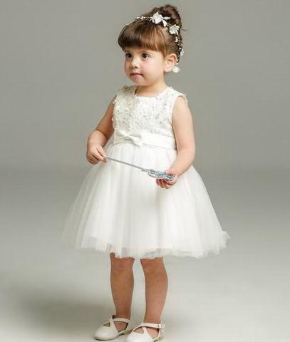 Baby Girl Christening Gown Lovely Bow Girl Dress white Lace First Birthday Evening Dress Kid Clothes 0-2Y 6109BB