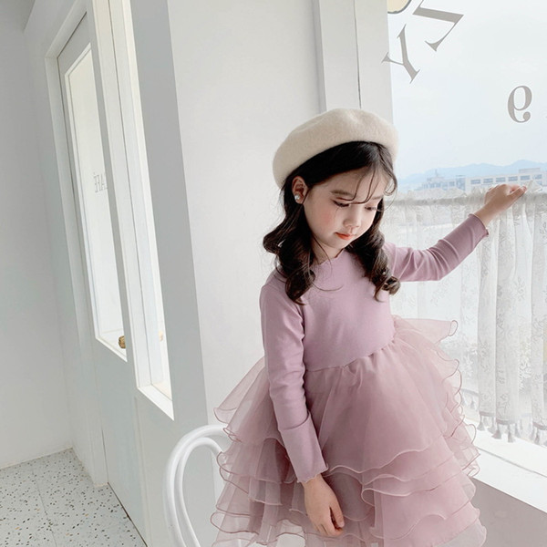 Wholesale Fluffy Princess Dress 2020 Spring New Style Organza Long Sleeve Layers Dress for Girl Baby Clothes 2-7Y LX005