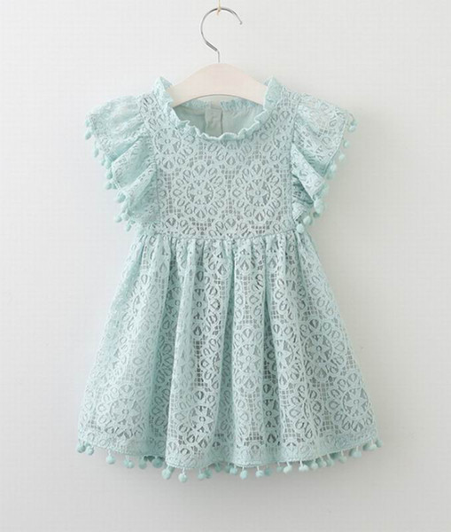 Lace Baby Girl Dress Hollow Out Flare Sleeve Fashion Summer Dress Kids Clothes 2-6Y LT029