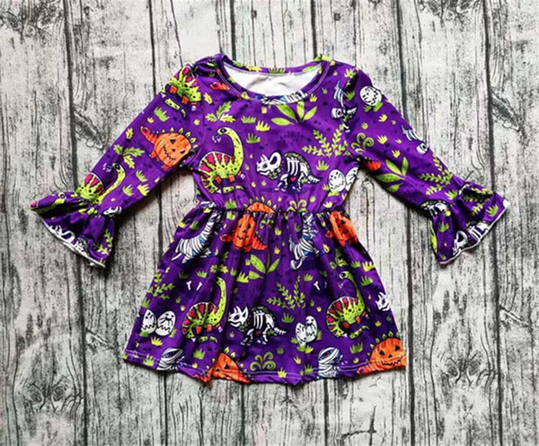 Retail Halloween Baby Girls Dress 2019 New Flare Sleeve Cartoon Cosplay Kids Party Dresses for Girl Kids Clothes 1-5Y SH048