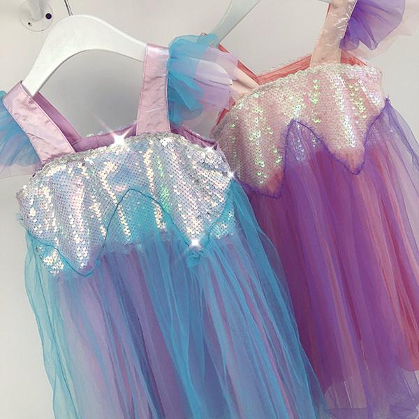 Retail Mermaid Sequins Kids Princess Dresses for Girl 2019 New Gauze Tulle Fashion Girls Dress Kids Clothes 2-8Y E18119