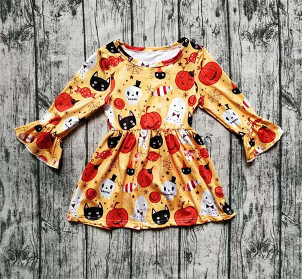Wholesale Halloween Baby Girls Dress 2019 New Flare Sleeve Cartoon Cosplay Kids Party Dresses for Girl Kids Clothes 1-5Y SH048