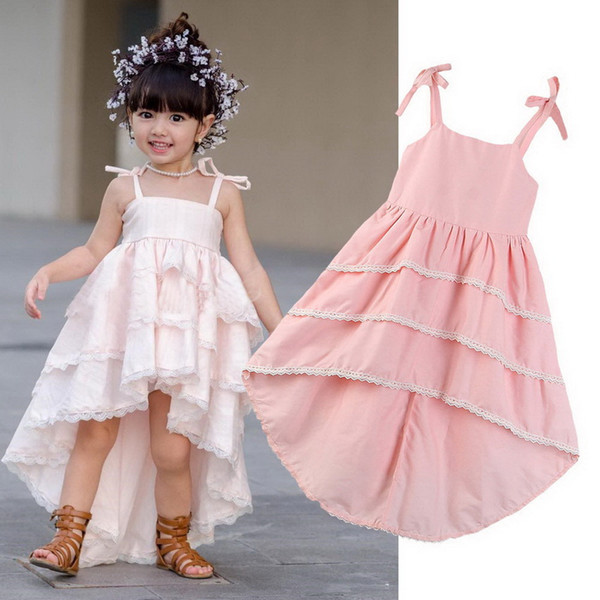 Retail Girl Summer Dress Pink Cake Dress Baby Cotton Sundress Cute Dress Children Clothing 2-6 Years E93006