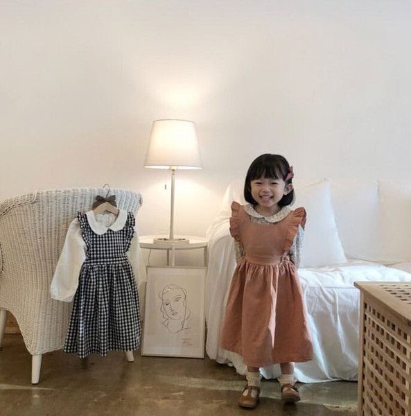 Wholesale Girls Dress Baby Girl Clothes 2019 Autumn Flare Sleeve Plaid Cotton Princess Dress for Girls Baby Clothes 1-6Y E90214