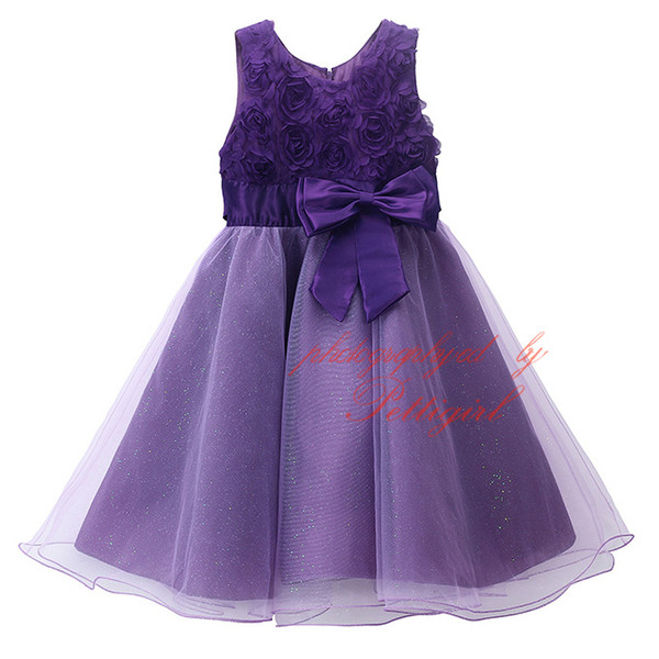 In Stock 2016 Fashionable Girls lace Summer Sleeveless Dresses Stylish Purple Kids Vestido Wholesale Baby Clothing GD81124-2