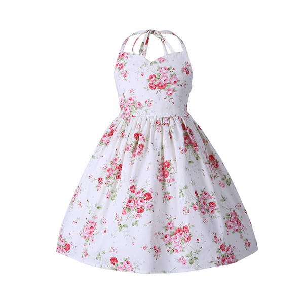 Kids Princess Dresses Floral Sleeveless Cotton Baby Girl Dresses Boat Neck Flower Kids Clothing Baby girls lace skirts G-DMGD0010-A173