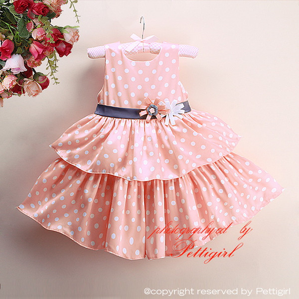 Pettigirl New Arrival Cute Girls Party Dress White Dot Layered Girls Flower Dress Wholesale Kids Clothes GD41211-18