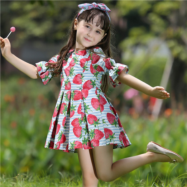 Pettigirl New Retail Summer Woven Baby Girl Dresses With Fruit Pattern Fashion Kids Designer Clothes Girls GD80626-6