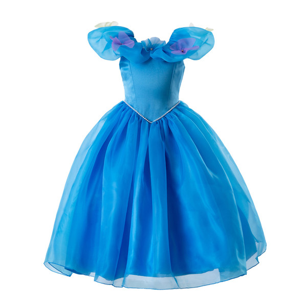 Pettigirl Fashion Blue Girls Princess Party Dress Halloween Children Clothes Cinderella Cosplay Costume Kids Clothes for Girl