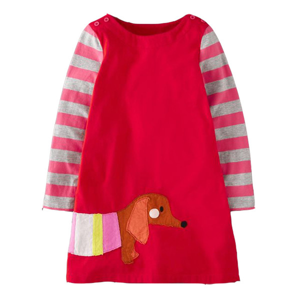 girl cotton long sleeve dress new children's clothing girls appliqued cartoon red lovely princess dresses