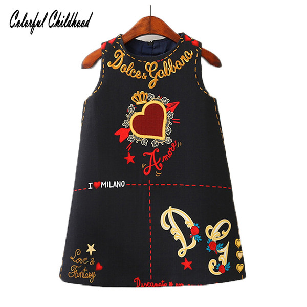 Girls Dresses Sleeveless O-neck Toddler Dress Lovely Through The Heart Design Embroidery Children Clothes Baby Jurk Q190520