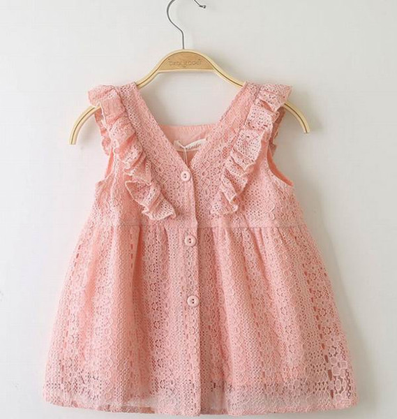 Lace Baby Girl Dress 2020 Summer New Princess Dresses pink yellow green Sweet Little Dress Kid Clothes 1-5Years AX572