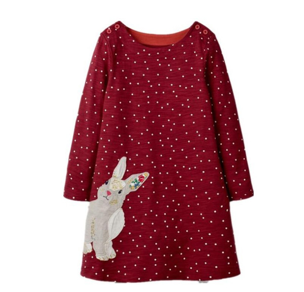 2019 new Easter baby girls red long sleeve dress children animal prints boutique clothes 100% cotton dress