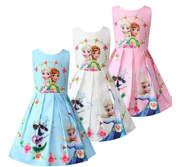 ins hot sales baby girl cotton summer dress kids boutique princess dress cartoon new style zipper dresses