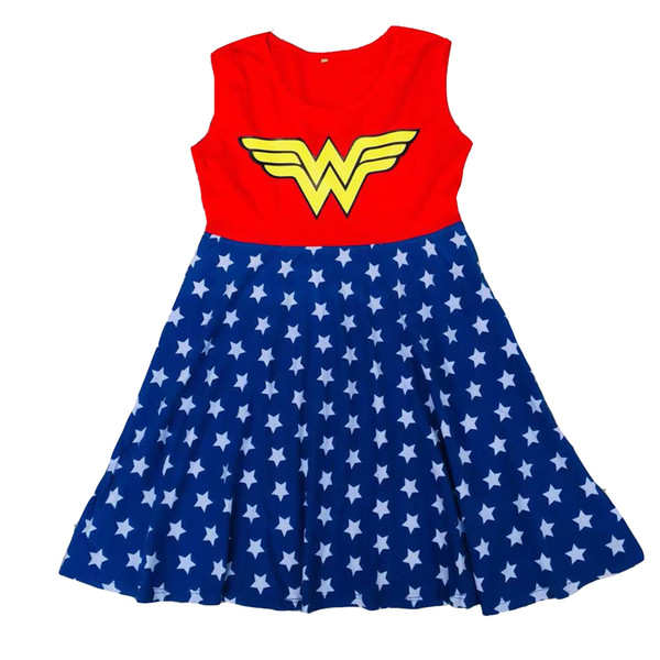 baby girls wonder woman dress cotton prints kids dresses low moq clothes