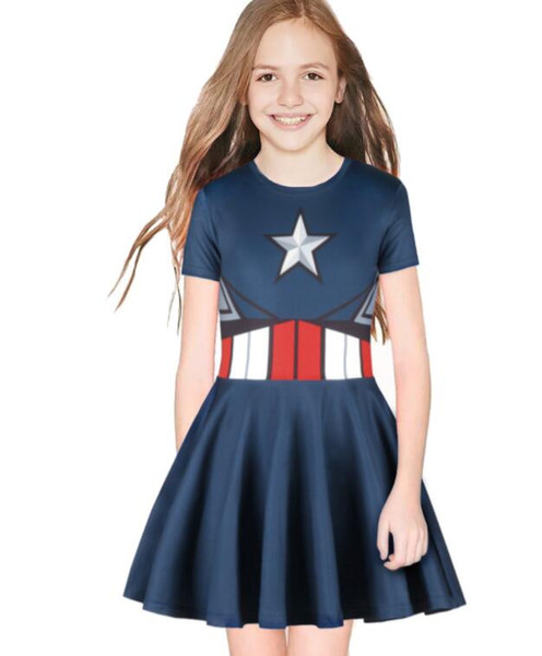 ins hot sales baby girl dress summer dress kid cartoon boutique dress captain girls dresses