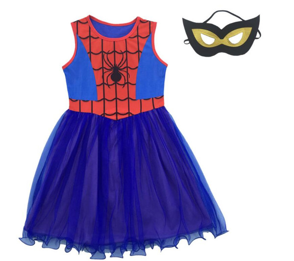 ins hot sales baby girl dress summer dress kids boutique spider dress children chiffon princess cosplay dresses