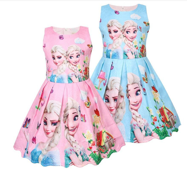 ins hot sales baby girls summer dress kids princess boutique poylester dress children clothing cartoon dress