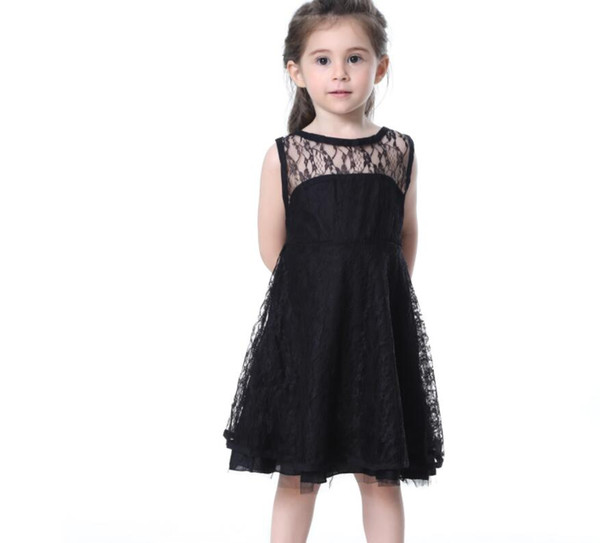 new ins hot sales baby girls summer dress girl lace black and white princess dress little girl new design dresses