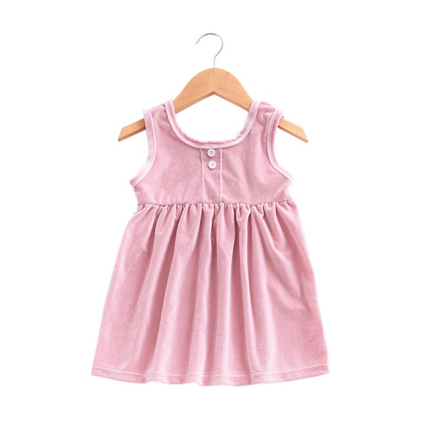 ins hot sale baby girl dress kids cotton button dresses little girl summer dress for sale