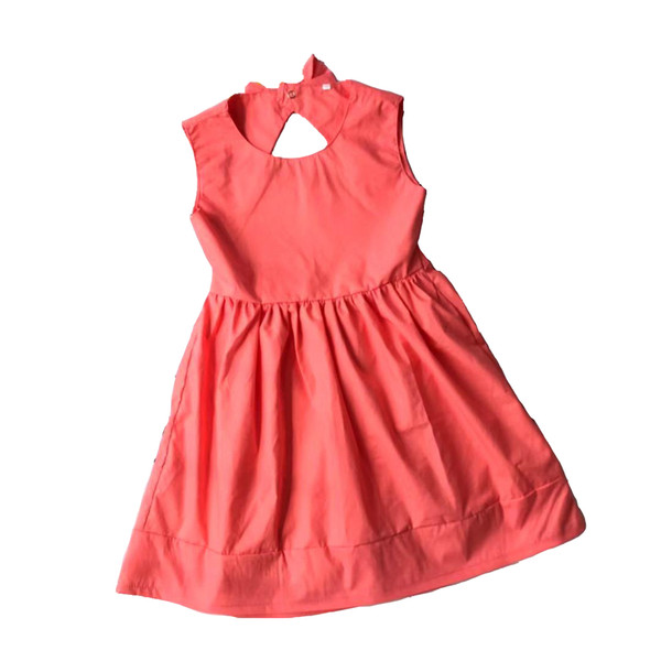 Applestroop dress baby girl button coral backless bow knee length plus size dresses