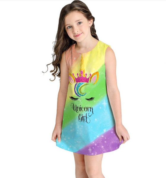 ins hot sales baby girl dress summer dress kid new prints unicorn boutique dresses hotsale prints girls dresses