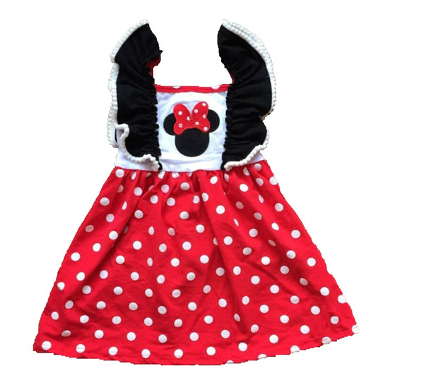 ins hot sales baby girls spring summer black white dot red dress