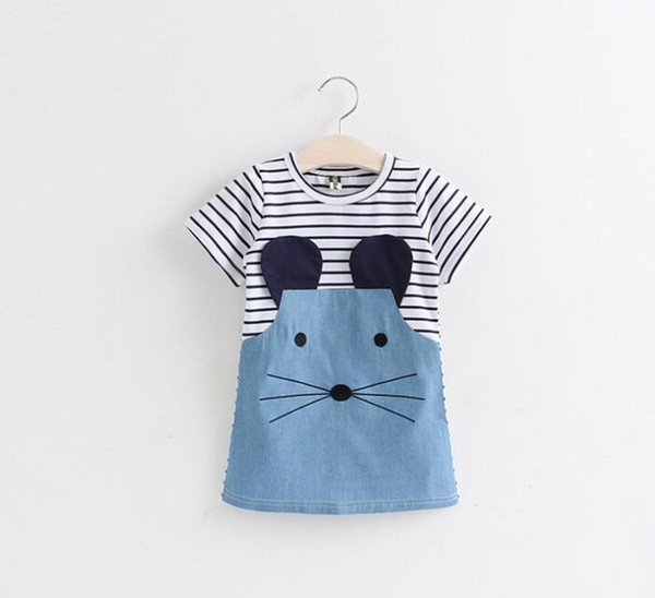 new ins hot sales baby girls knit cotton summer boutique dress denim new deisgn dresses