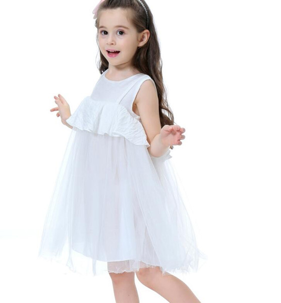 new ins hot sales baby girls summer dress new design white lace ruffle chiffon tutu boutique dresses