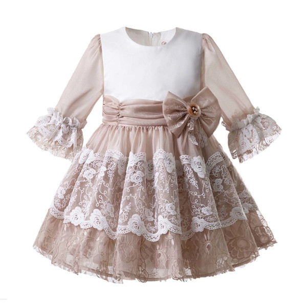 Pettigirl Flower Baby Girls Lace Princess Ceremony Girl Party Elegant Wedding Summer First Communion Dresses for Kids G-DMGD107-C56