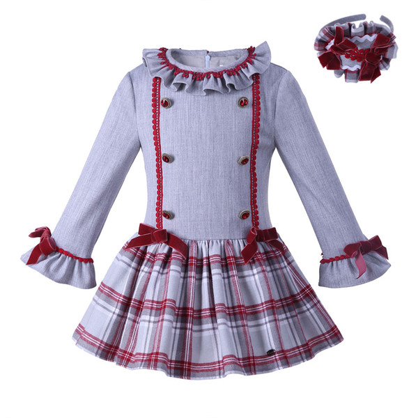 Pettigirl Kids Clothing Long Sleeve Fortnite Kids Popular A-Line Lattice Baby Girls Dresses Boutique Bow Children Clothes G-DMGD007-A129