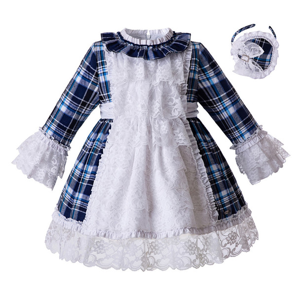 Pettigirl Newest White Lace Blue Gird Baby Girl Party Dress For Kids Wedding Dress Boutique Clothing G-DMGD111-C113