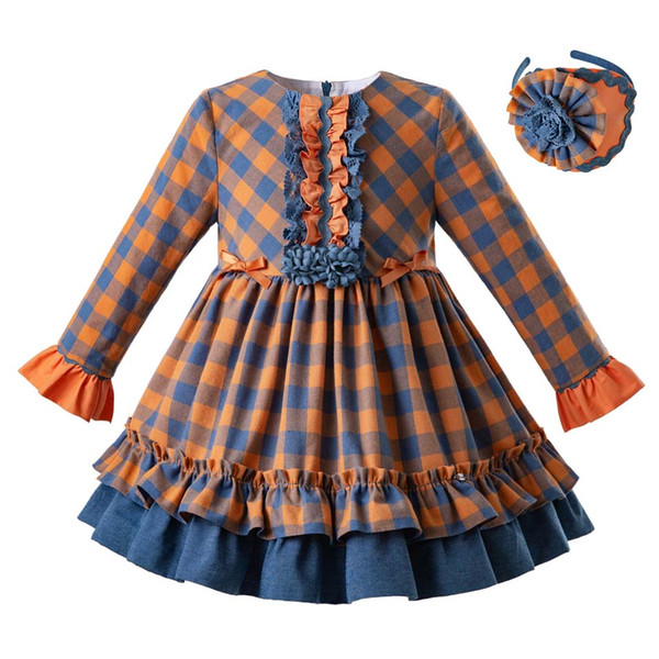 Pettigirl 2019 Spring Girl Plaid Princess Dress Double Layer Vintage Vestidos For Girls Elegant Clothing For Kids G-DMGD110-B434