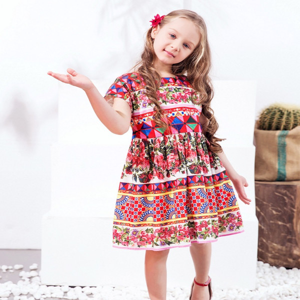 Girls Carretto Rose Dress Summer 2019 Brand Rapunzel Dress Princess Costumes Kids Clothes Party Dresses with Sashes