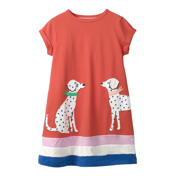 Girl Princess Mermaid Cotton Dress 2019 Designer Stylish Summer Dress Short Sleeve Kids Dresses with Animal Patterns 6pcs/lot