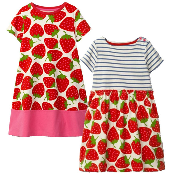 Strawberry Baby Girls Dresses Children Clothes Blouses Girl's Jumpers Outfit Short Sleeve Clothing For Girl One-Piece Dress 2-6Y