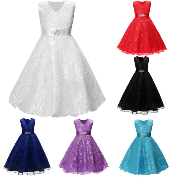 Summer Baby Girl Dresses Solid Children Clothes Pettiskirts Girls Full Dress Party Costumes Kids Wedding Ball Gown 4-9 Year Skirt